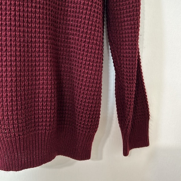 MEROKEETY  WOMENS CREW NECK WAFFLE KNIT PULLOVER TOP WINE Sz MD - Picture 6 of 11